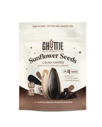 Ghuttie Cacao Sunflower Seeds pouch shown at an angle against a white background