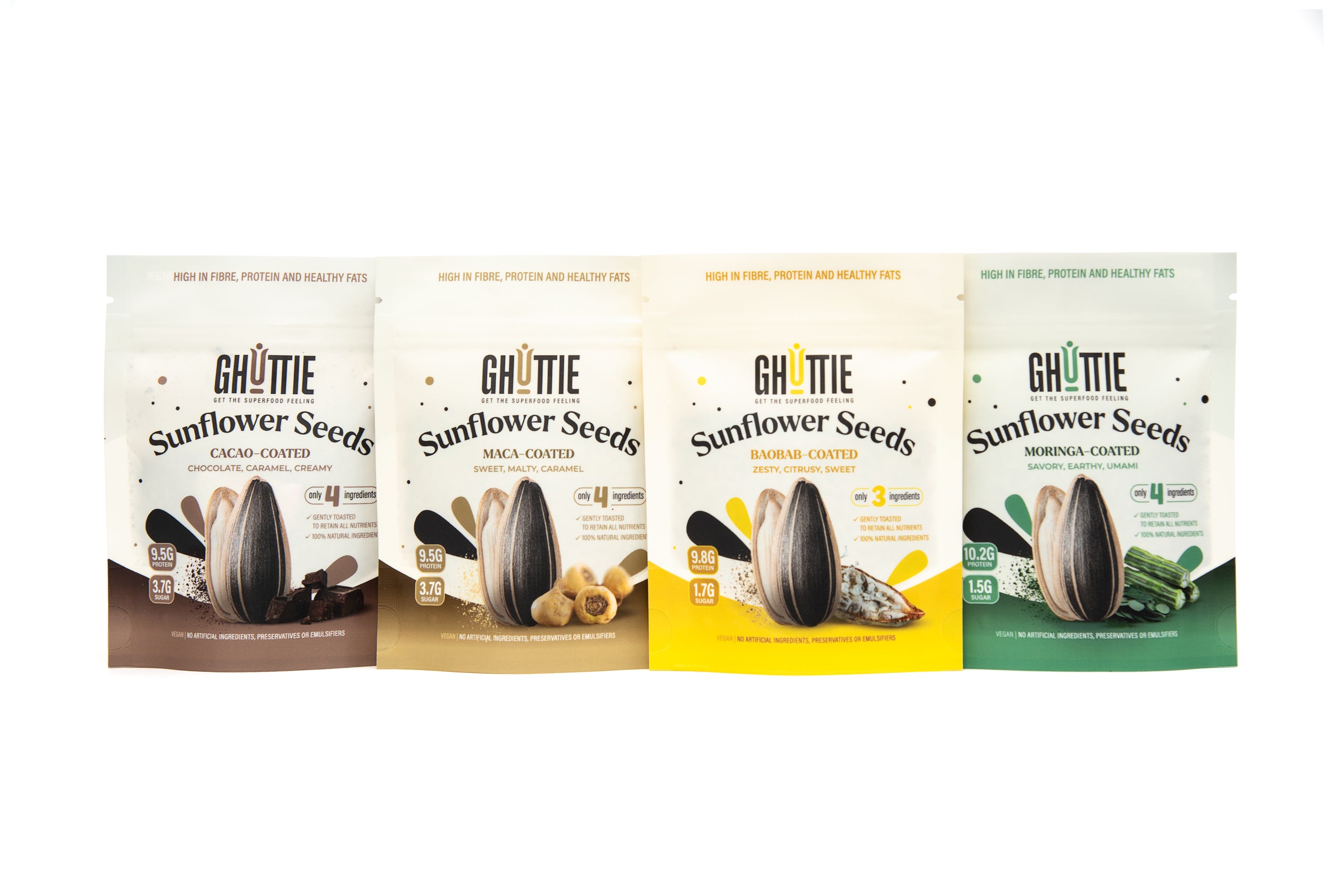 Ghuttie Variety Pack pouches shown together against a white background